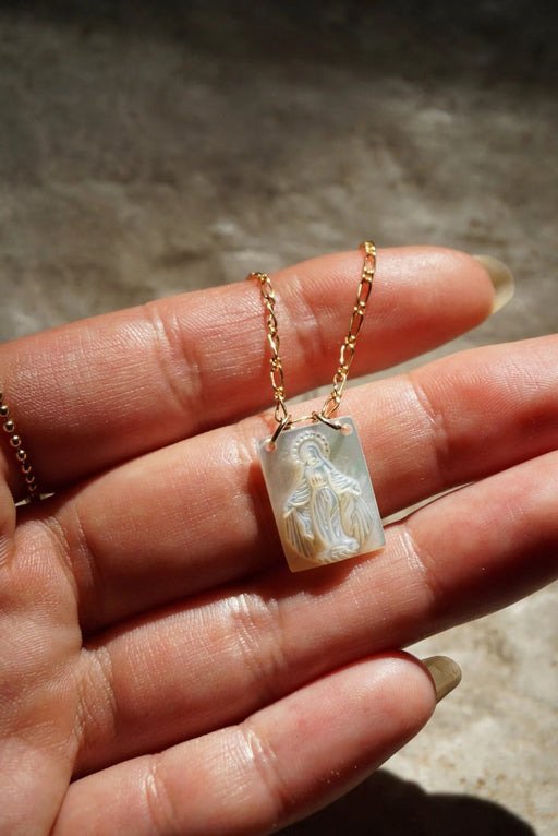 Miraculous Mary Necklace in mother of pearl 